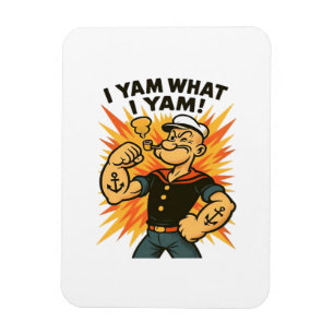 Jag Yam What I Yam Popeye Tecknad Quote Classic Magnet