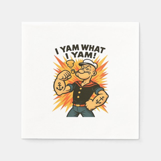 Jag Yam What I Yam Popeye Tecknad Quote Classic Pappersservett (Framsidan)