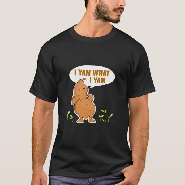 Jag Yam What I Yam Trendig Basic T Shirt (Framsida)