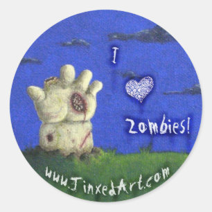 Jag ♥ Zombies! Runt Klistermärke