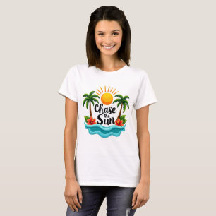Jaga Solen Tropisk Tecknad Sommar T-Shirt