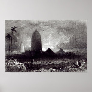 Jagannath tempel som inristas av A. Picken, 1837 Poster