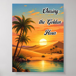 Jagar den gyllene timmen Öken solnedgång Estetik Poster