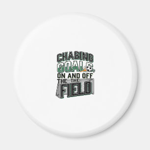 Jagar mål fotboll vintage fält skjorta design_1 magnet