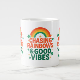 Jagar Regnbågar & Goda Vibrationer St. Paddy-dagen Jumbo Mugg