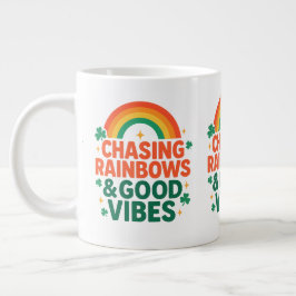 Jagar Regnbågar & Goda Vibrationer St. Paddy-dagen Jumbo Mugg