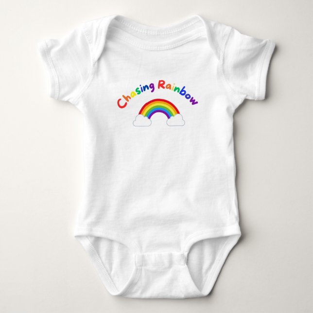 Jagar regnbåge baby body present för babyshower t shirt (Framsida)
