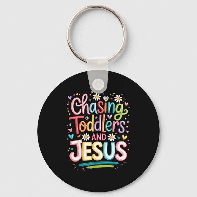 Jagar Småbarn Och Jesus  Nyckelring (Framsida)