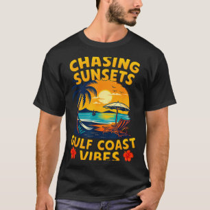 Jagar solnedgångar Golfkustens vibbar Retro strand T Shirt