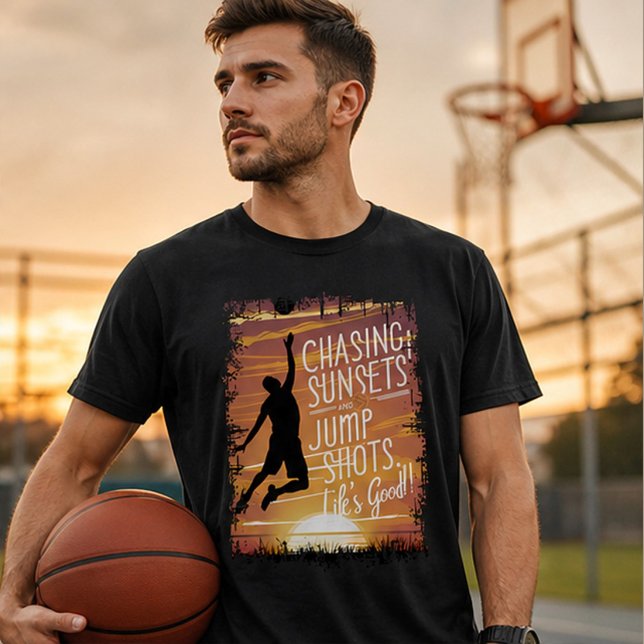 Jagar Solnedgångar & Hopp Skott Basketboll Liv T Shirt (Skapare uppladdad)