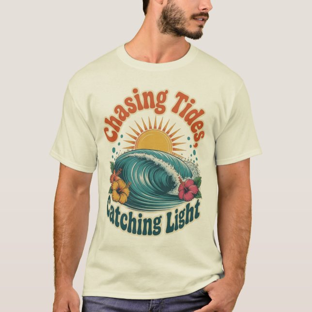 Jagar tidvatten Fångar Ljus Strand Sommar Design T Shirt (Framsida)