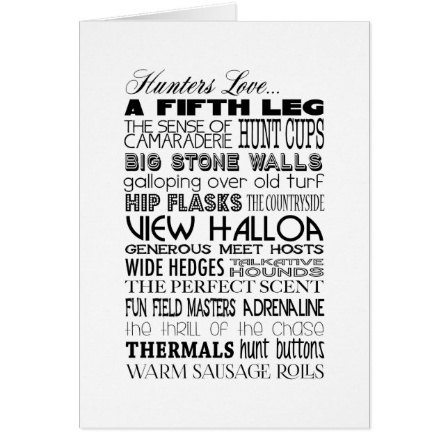 Jägare älskar… hälsningskort (Framsidan)