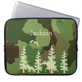 Jägare av grönt i skogar kamouflage och utskrifter laptop sleeve