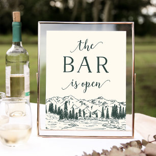 jägare grön Bergsketch Bröllop Pub-tecken Poster
