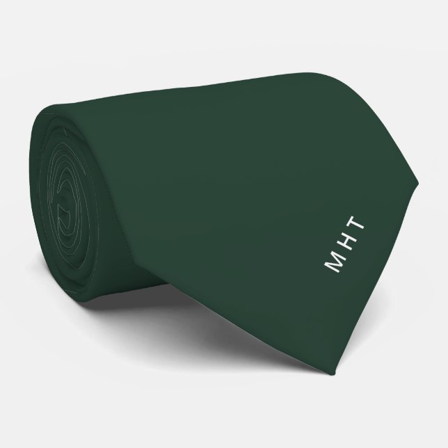 Jägare Grön Modern Inledande Minimalistisk Monogra Slips (Rullad)