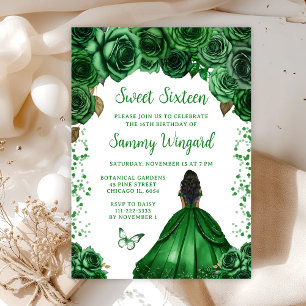 Jägare Grön Mörk Hy Prinsessa Sweet Sixteen Inbjudningar