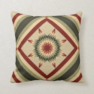Jägare Grön och vinröd Lone Star Quilt Design Kudde