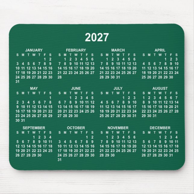 Jägare Grön och Vit 2027 Kalender Musmatta (Framsidan)