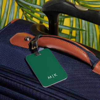 Jägare Grön och Vit Modernt Monogram Bagagebricka