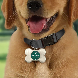 Jägare Grön Tassavtryck Hundben Monogram ID-bricka Husdjur