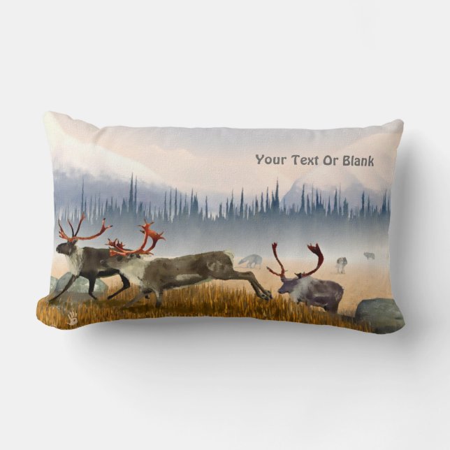 Jägare i dimman (Caribou) Lumbarkudde (Framsida)