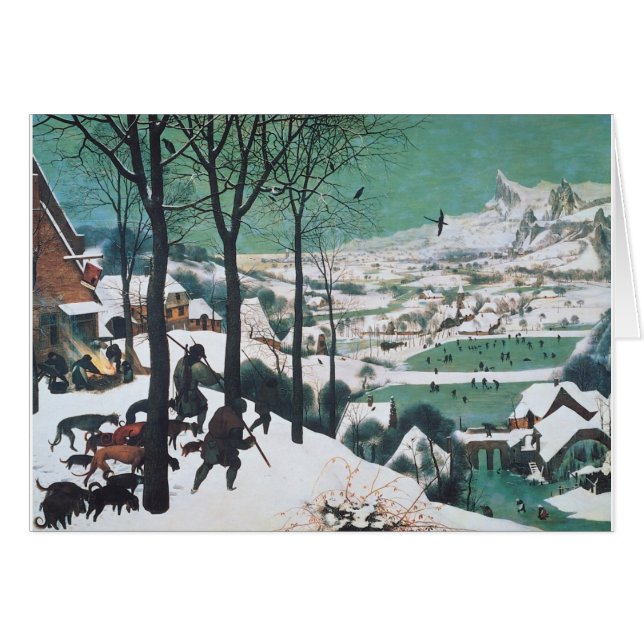 Jägare i Snö av Bruegel Hälsningskort (Framsidan Horizontal)