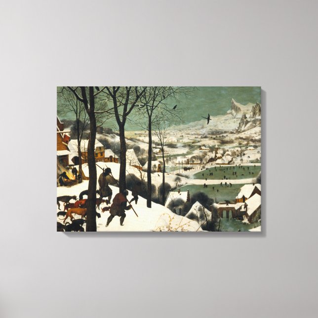 Jägare i Snö (av Pieter Bruegel den äldre) Canvastryck (Framsida)