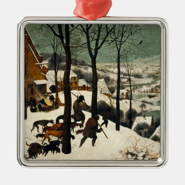 Jägare i Snö (av Pieter Bruegel den äldre) Julgransprydnad Metall (Framsidan)