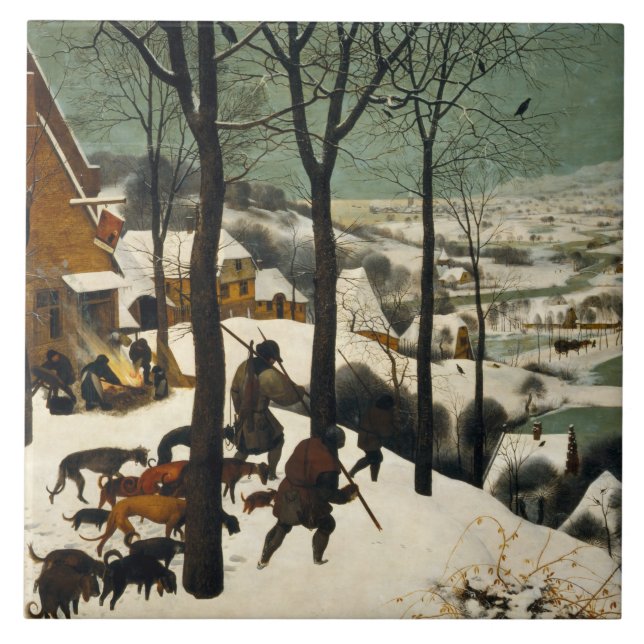 Jägare i Snö (av Pieter Bruegel den äldre) Kakelplatta (Framsidan)