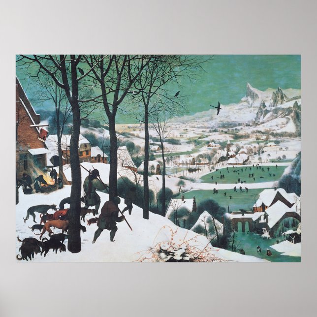 Jägare i Snö av Pieter Bruegel Poster (Framsidan)