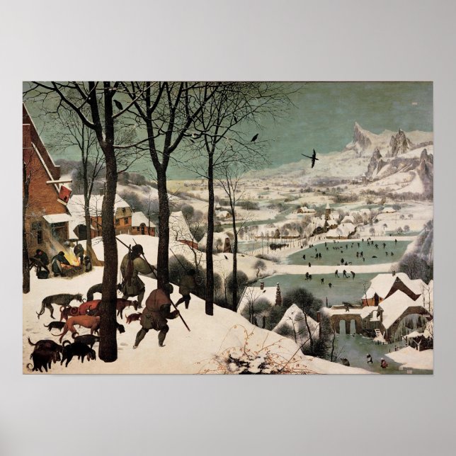 Jägare i Snö av Pieter Bruegel Poster (Framsidan)