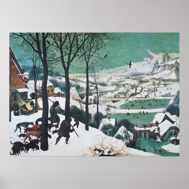 Jägare i Snö av Pieter Bruegel Poster (Framsidan)