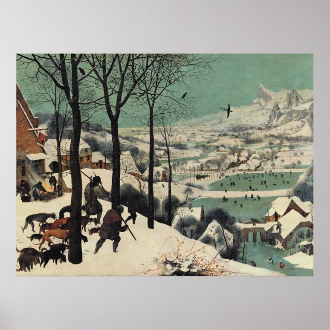 Jägare i snö, berömt konstverk, poster (Framsidan)