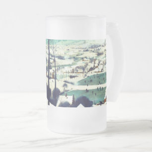 Jägare i Snö landskapet Pieter Bruegel Frostat Ölglas