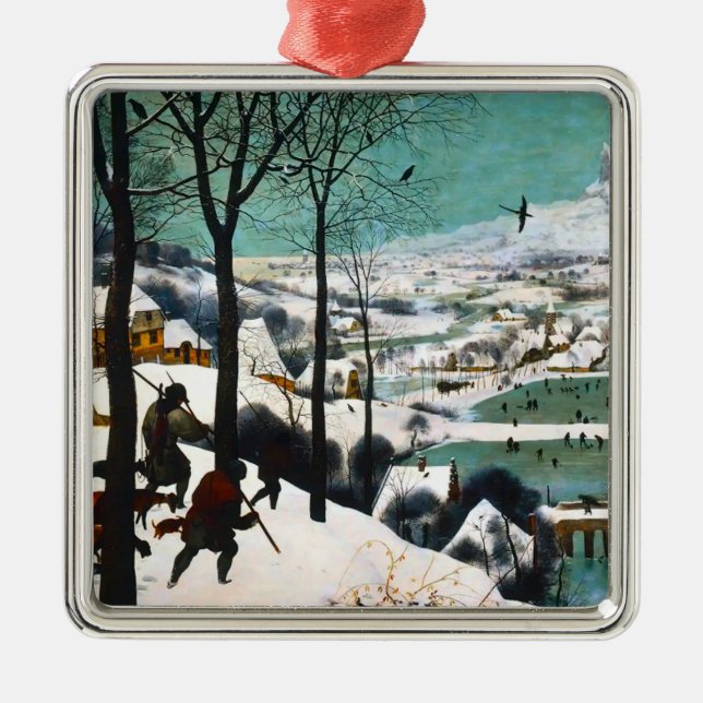 Jägare i Snö landskapet Pieter Bruegel Julgransprydnad Metall (Framsidan)