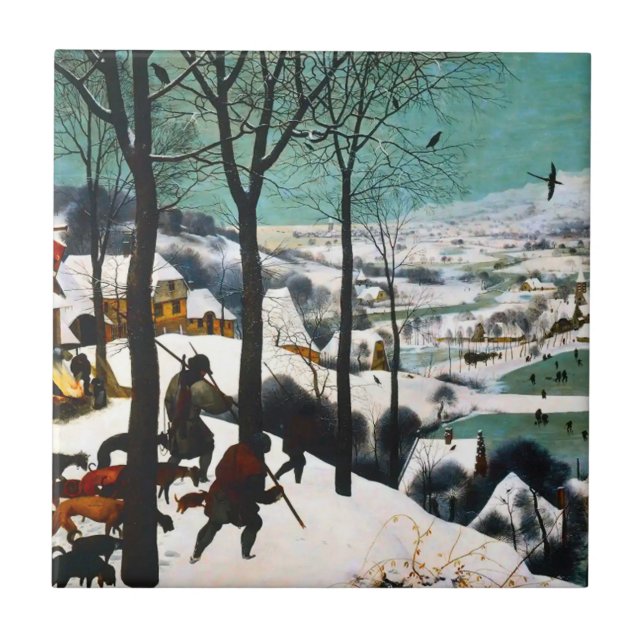 Jägare i Snö landskapet Pieter Bruegel Kakelplatta (Framsidan)