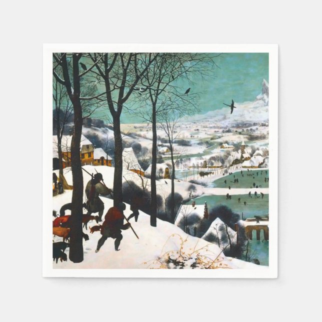 Jägare i Snö landskapet Pieter Bruegel Pappersservett (Framsidan)