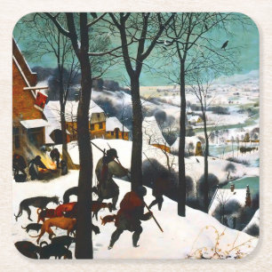 Jägare i Snö landskapet Pieter Bruegel Underlägg Papper Kvadrat