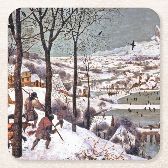 Jägare i Snö, Pieter Bruegel den äldre Underlägg Papper Kvadrat (Framsidan)