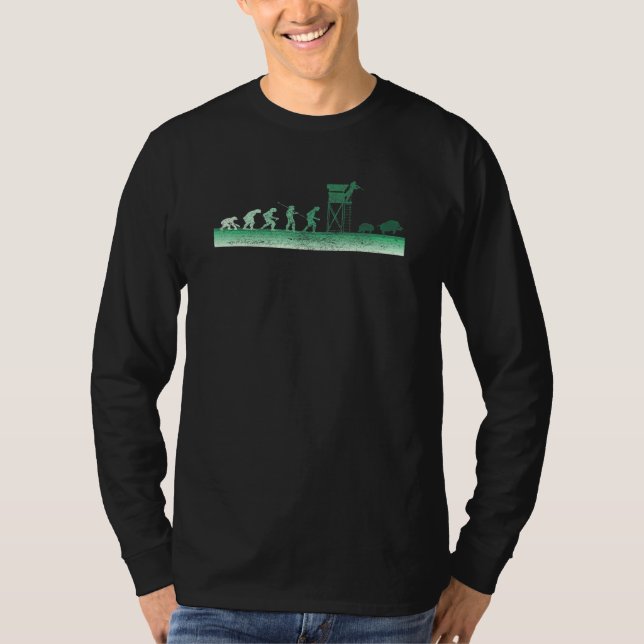Jägare Jakt Evolution Jakt Retro Vildsvin T Shirt (Framsida)