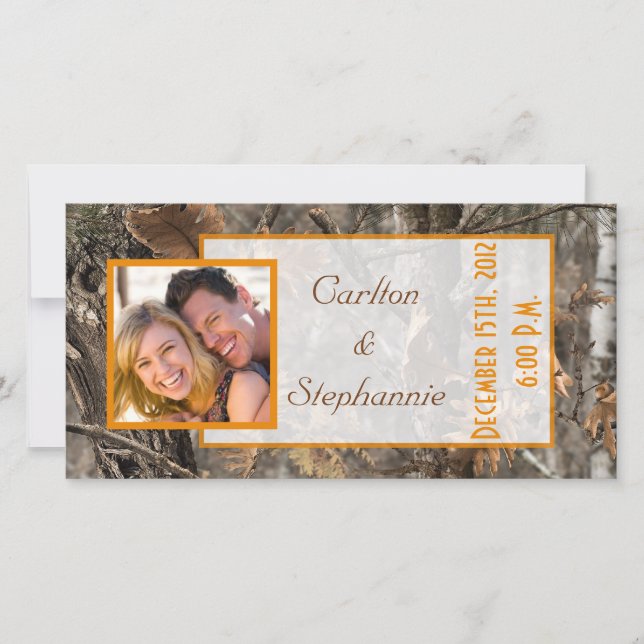 Jägare Kamouflage Chic Foto Tillkännagivande Meddelande (Framsida)