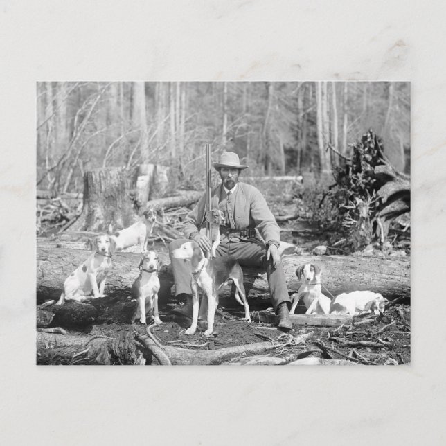 Jägare med sina hundar, 1897 vykort (Framsida)