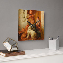 Jägare och pojke av Arthur Fitzwilliam Tait 1876  Fyrkantig Klocka