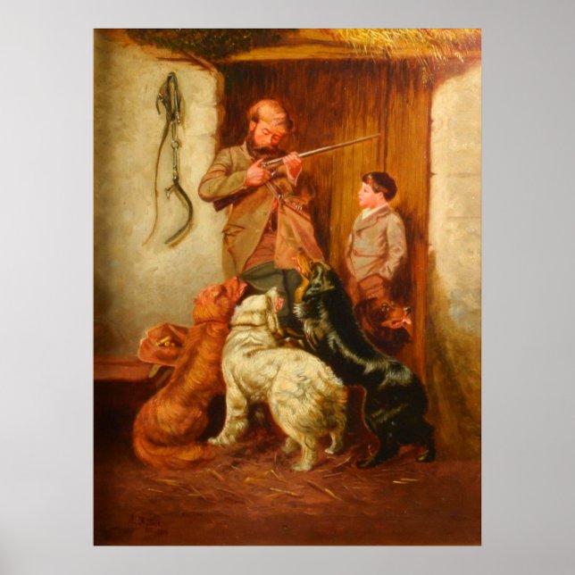 Jägare och pojke av Arthur Fitzwilliam Tait 1876 Poster (Framsidan)