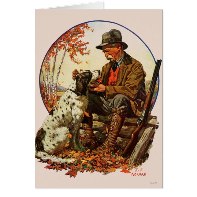 Jägare och Spaniel Hälsningskort (Framsidan)