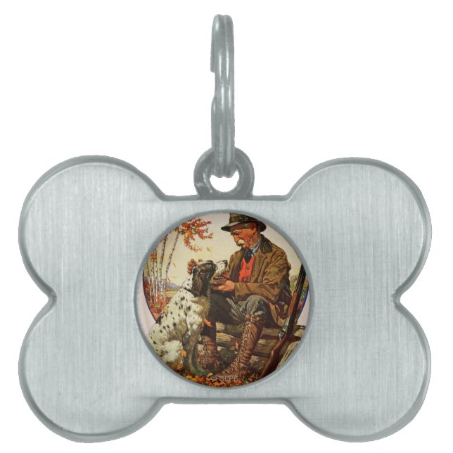 Jägare och Spaniel Namnbricka Husdjur (Framsidan)