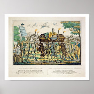 Jägare procession, c.1850 (räcka tänt färgat poster