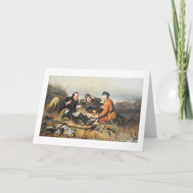 Jägare som tar en paus helgkort (Framsida)