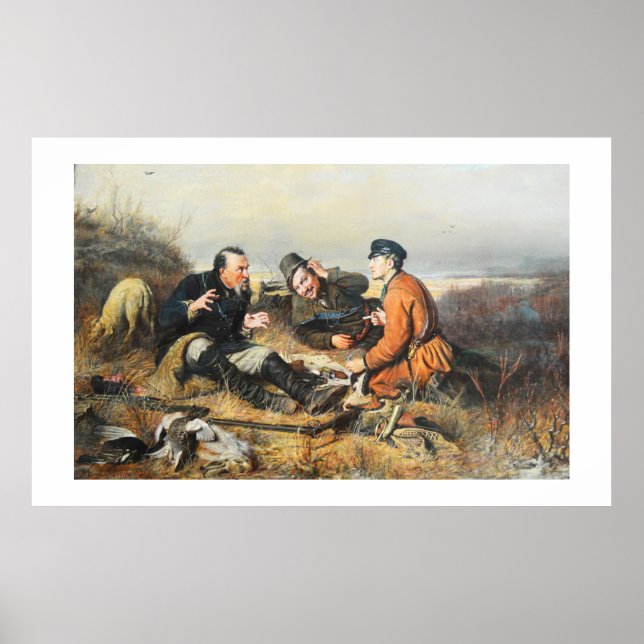 Jägare som tar en paus poster (Framsidan)