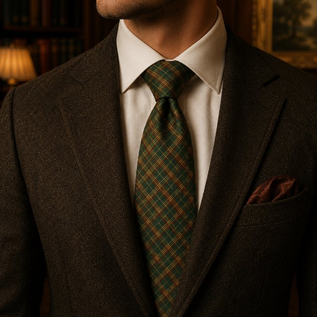 Jägaregrön rustik rutig tartan slips (Skapare uppladdad)